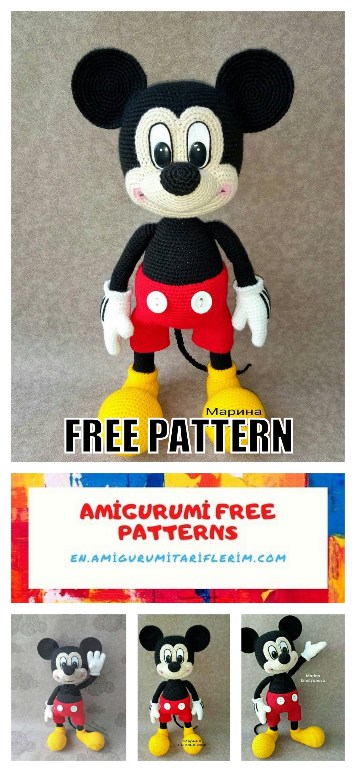 Mickey Mouse Amigurumi Free Pattern – En.amigurumitariflerim.com