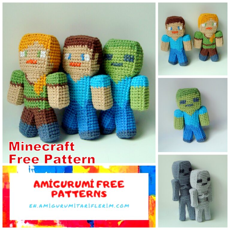 Minecraft Steve Alex and Zombies Amigurumi Free Pattern