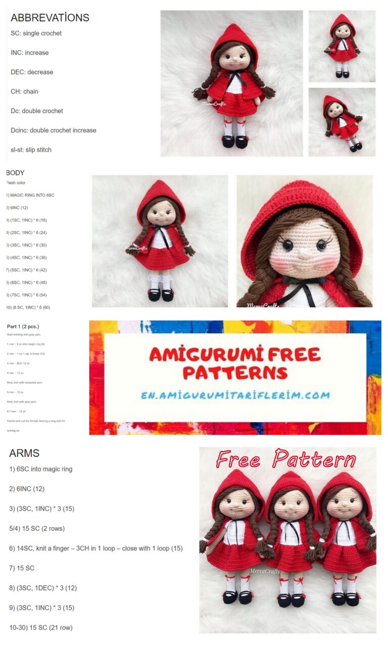 Red Riding Hood Amigurumi Free Pattern – En.amigurumitariflerim.com