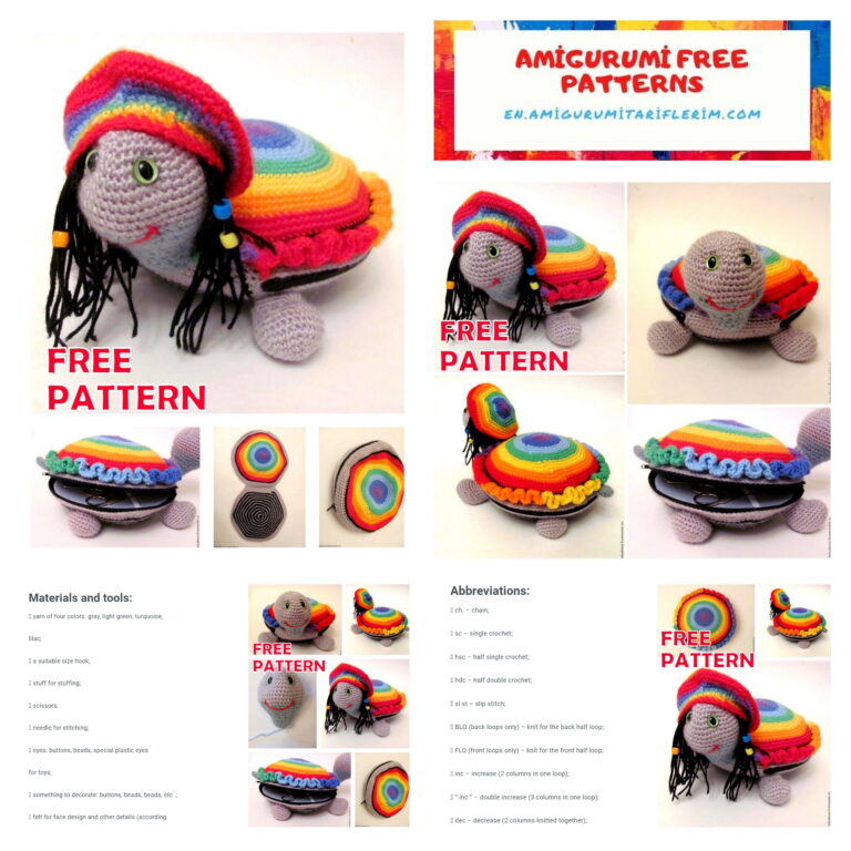 Amigurumi Rainbow Bob Marley Turtle Free Crochet Pattern