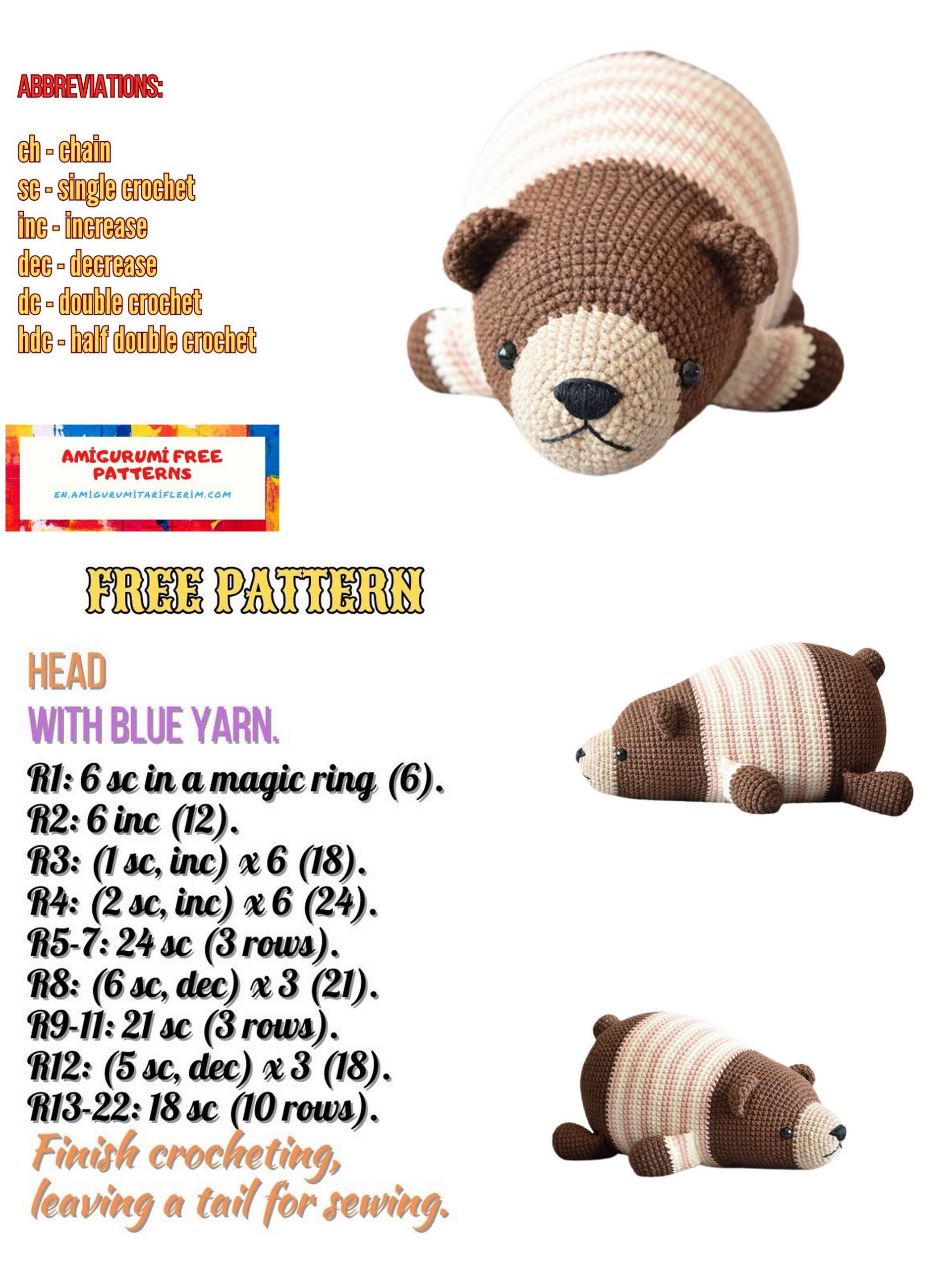 Free Amigurumi Crochet Pattern: Chubby Sleepy Bear – En ...